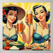 Niedliche Vintage Biermädchen Poster (Vorne)