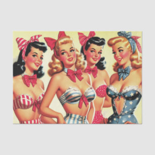 Niedliche Vintage Bikini-Buttone Seidenpapier