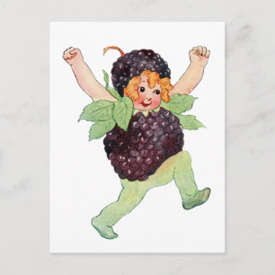 Niedliche Vintage BlackBerry Girl Postkarte