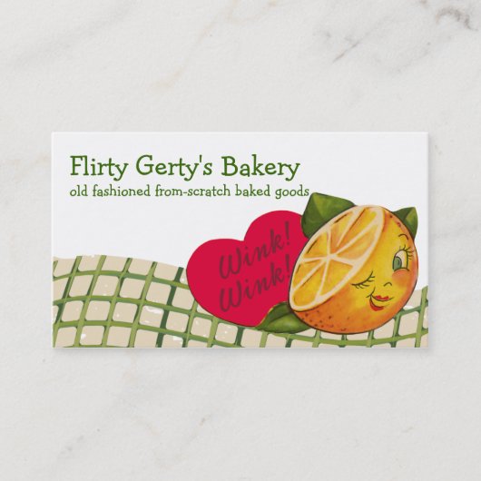 Niedliche Vintage blinzelnde orange kochende Visitenkarte (Vorderseite)