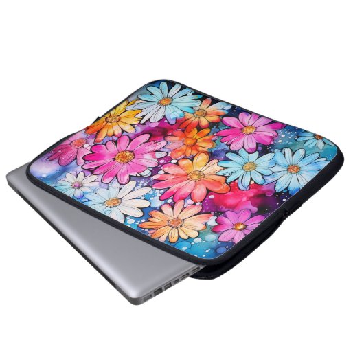 Niedliche Vintage Blume Kunst, Kultur Laptopschutzhülle (Vorne Knopf)