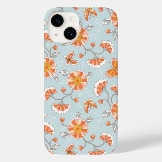 Niedliche Vintage Blume Schmetterlingsmuster Case-Mate iPhone Hülle (Rückseite)