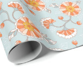 Niedliche Vintage Blume Schmetterlingsmuster Geschenkpapier (Rolleneckpunkt)