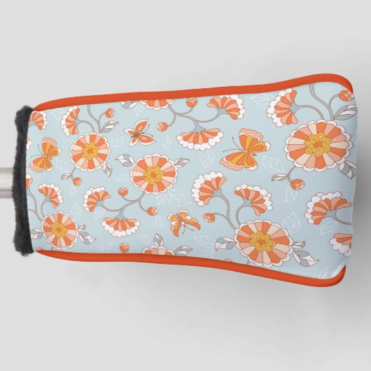 Niedliche Vintage Blume Schmetterlingsmuster Golf Headcover (Vorderseite)