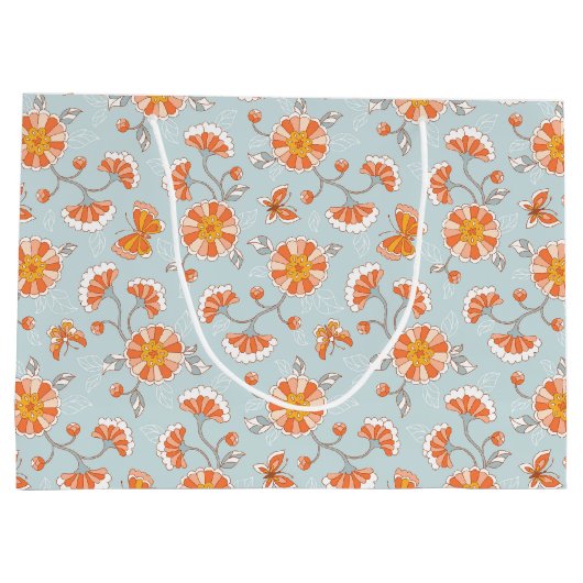 Niedliche Vintage Blume Schmetterlingsmuster Große Geschenktüte (Rückseite)