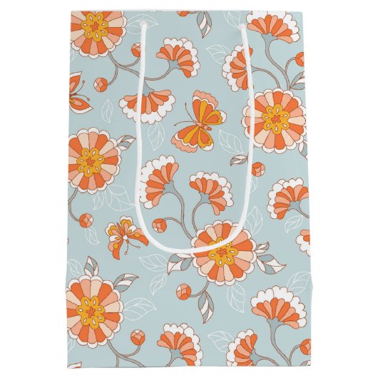 Niedliche Vintage Blume Schmetterlingsmuster Mittlere Geschenktüte (Rückseite)