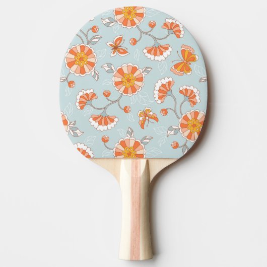 Niedliche Vintage Blume Schmetterlingsmuster Tischtennis Schläger (Vorderseite)