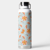 Niedliche Vintage Blume Schmetterlingsmuster Trinkflasche (Rückseite)