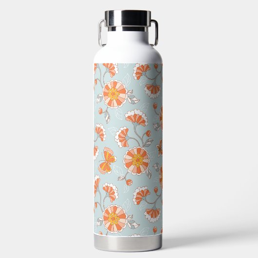 Niedliche Vintage Blume Schmetterlingsmuster Trinkflasche (Vorderseite)