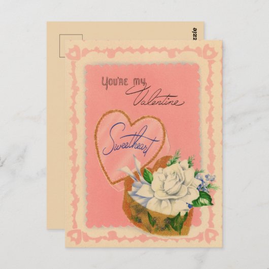 Niedliche Vintage Blume Valentine Postkarte (Vorne/Hinten)