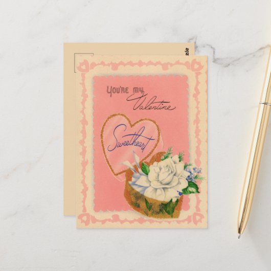 Niedliche Vintage Blume Valentine Postkarte (Vorderseite/Rückseite Beispiel)