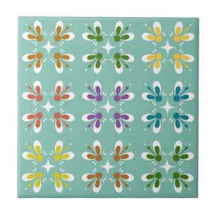 Niedliche vintage Blumen l Blaue Innenarchitektur Fliese
