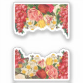 Niedliche Vintage Blumengarten-Skrapbook-Abbildung Aufkleber (Vorderseite)