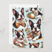 Niedliche Vintage Boston Terrier Illustration Postkarte (Vorne/Hinten)
