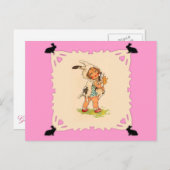 Niedliche Vintage Bunny Girl Postkarte (Vorne/Hinten)