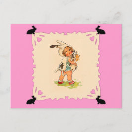 Niedliche Vintage Bunny Girl Postkarte