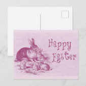 Niedliche Vintage Bunny Happy Osterfeier Postkarte (Vorne/Hinten)