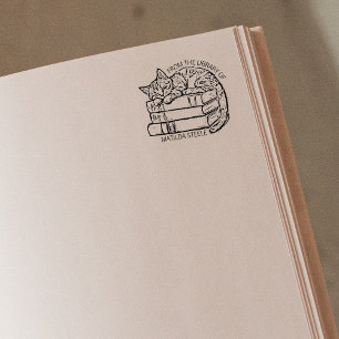 Niedliche Vintage Chat-Bibliothek Gummistempel