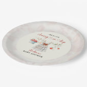 Niedliche Vintage Cherry Baby-Dusche Pappteller (Schrägansicht)