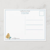 Niedliche Vintage Chicks, Blume & Ostern Gruß Postkarte (Rückseite)