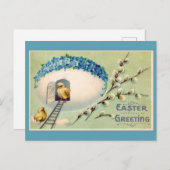 Niedliche Vintage Chicks Ostergruß Postkarte (Vorne/Hinten)
