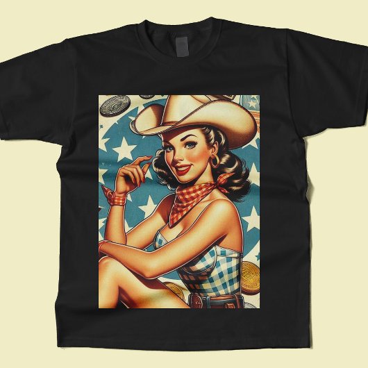 Niedliche Vintage Cowgirl T-Shirt