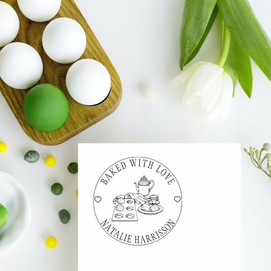 Niedliche Vintage Cupcakes & Teekanne/gebacken mit Gummistempel