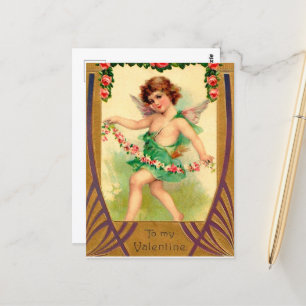 niedliche Vintage cupid Valentine Postkarte