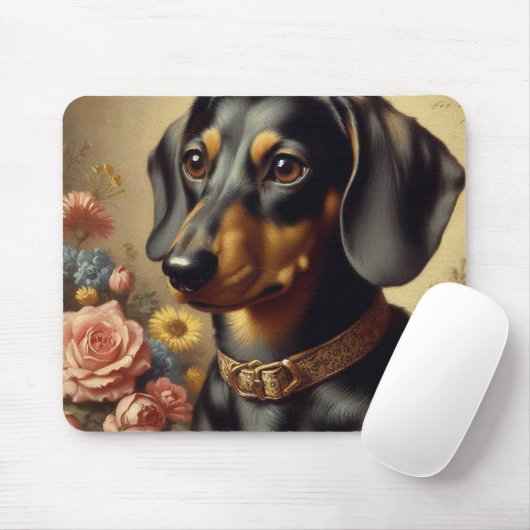 Niedliche Vintage Dackel Malerei Mousepad (Mit Mouse)