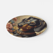 Niedliche Vintage Dackel Malerei Pappteller (Schrägansicht)