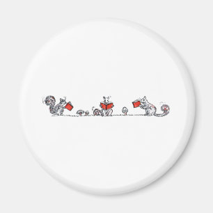 Niedliche Vintage Eichhörnchen-Lesebücher Magnet