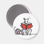 Niedliche Vintage Eichhörnchen lesen Bücher Magnet (Vorderseite/Rückseite)