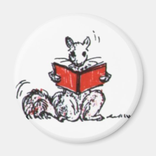 Niedliche Vintage Eichhörnchen lesen Bücher Magnet (Vorne)