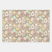 Niedliche Vintage Eier Blume Frohe Ostern Geschenkpapier Set (Vorderseite)