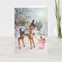 Niedliche Vintage Engel mit Weihnachtskinder