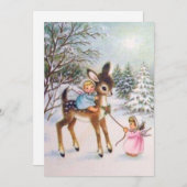 Niedliche Vintage Engel mit Weihnachtskinder Feiertagskarte (Vorne/Hinten)