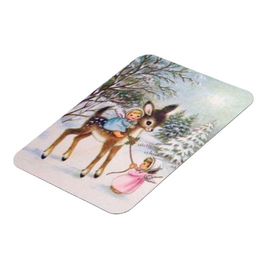 Niedliche Vintage Engel mit Weihnachtskinder Magnet (Linke Seite)