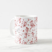 Niedliche Vintage Engel Rote Flora Toile Kaffeetasse (Vorderseite Links)