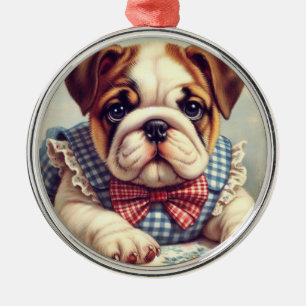 Niedliche Vintage englische Bulldog Art Ornament Aus Metall