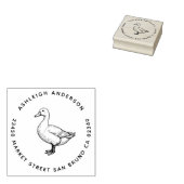 Niedliche Vintage Ente Familienname und Rücksendea Gummistempel (Stempel)