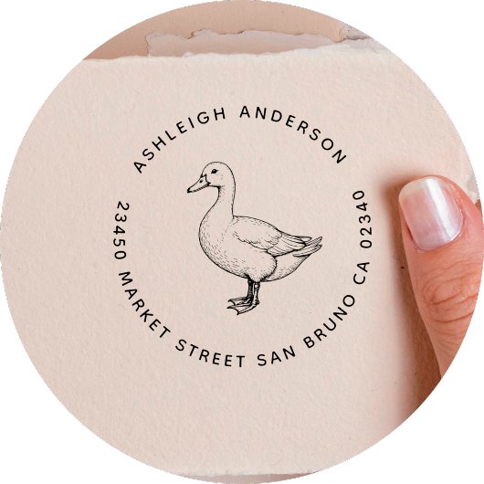 Niedliche Vintage Ente Familienname und Rücksendea Permastempel