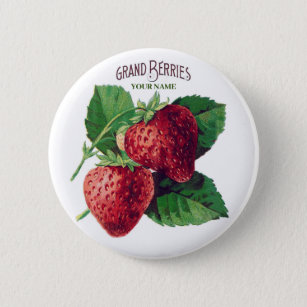 Niedliche Vintage Erdbeere Berry Frucht Fügen Sie  Button