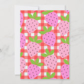 Niedliche Vintage Erdbeere Kariert Babydusche Einladung (Rückseite)