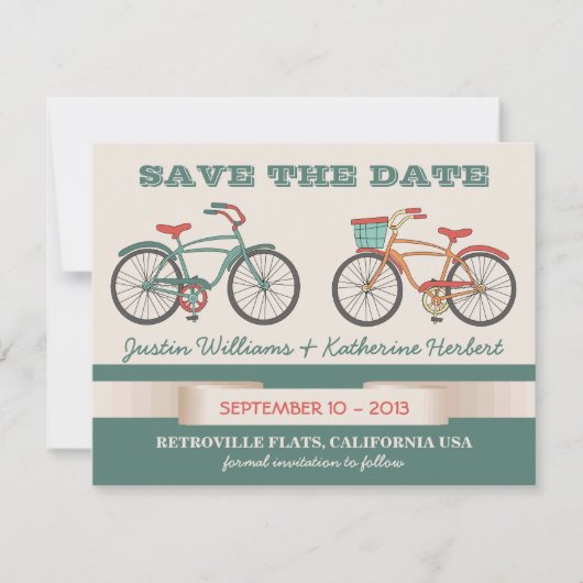 Niedliche Vintage Fahrräder Retro-Stil Save the Da Save The Date (Vorderseite)