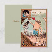 Niedliche Vintage Froschmäusevalentinekarte Einladung (Vorne/Hinten)