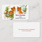 Niedliche Vintage Füchse Retro Frohe Weihnachten Visitenkarte (Vorne/Hinten)