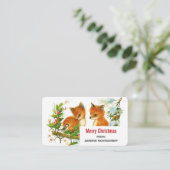 Niedliche Vintage Füchse Retro Frohe Weihnachten Visitenkarte (Stehend Vorderseite)