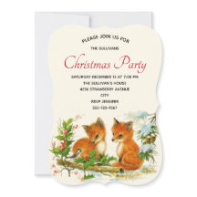 Niedliche Vintage Füchse Retro Weihnachts-Party