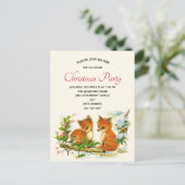 Niedliche Vintage Füchse Retro Weihnachts-Party Einladungspostkarte (Stehend Vorderseite)