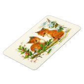 Niedliche Vintage Füchse Retro Weihnachtszene Magnet (Linke Seite)